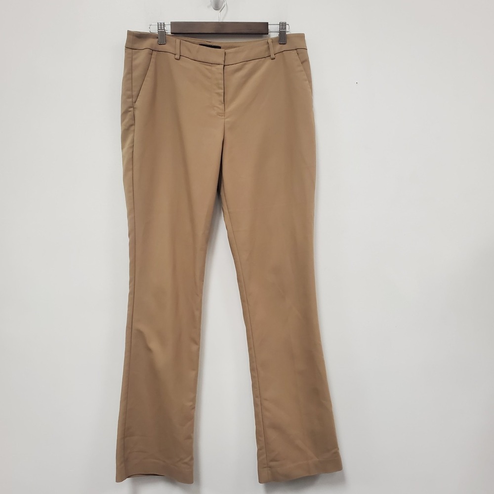 Express Womens Barely Boot Columnist Pants Size 12 Tan Mid Rise Pockets Office